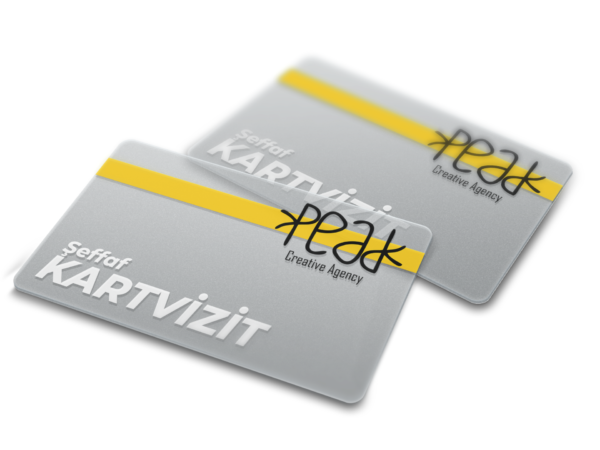 Şeffaf Kartvizit Peak Reklam Bursa Matbaa Promosyon Tabela Web Tasarım Sosyal Medya